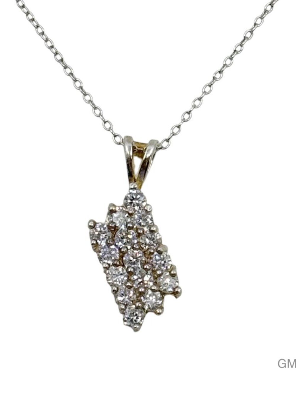 Sterling silver cubic zirconia cluster pendant - GM1209